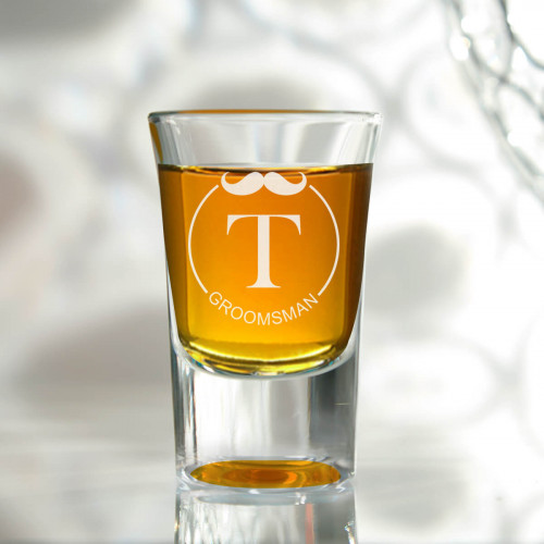 personalised Initial Groomsman Conical Shot Glass