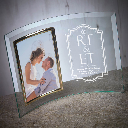 Personalised Bevelled Glass Crescent Frame for 6x4" Photo