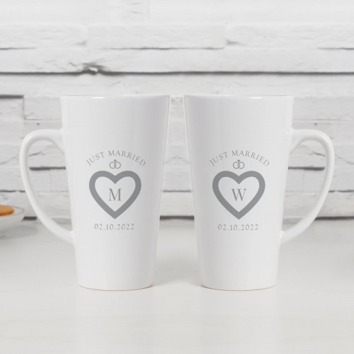 personalised Just Married Latte Mugs