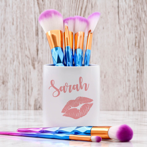 Personalised Kiss Makeup Brush Pot