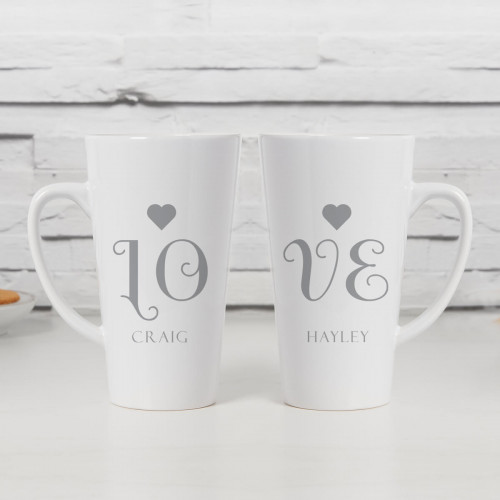 personalised LOVE Double Latte Mugs