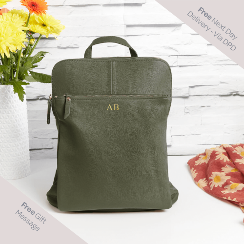 Leather Backpack Shoulder Bag Green