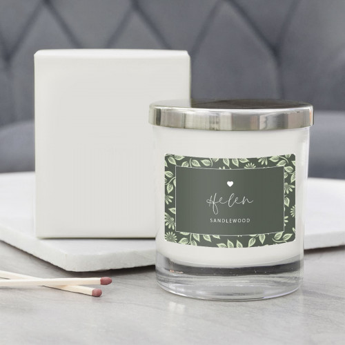 personalised Elegant Leaves Personalised Candle