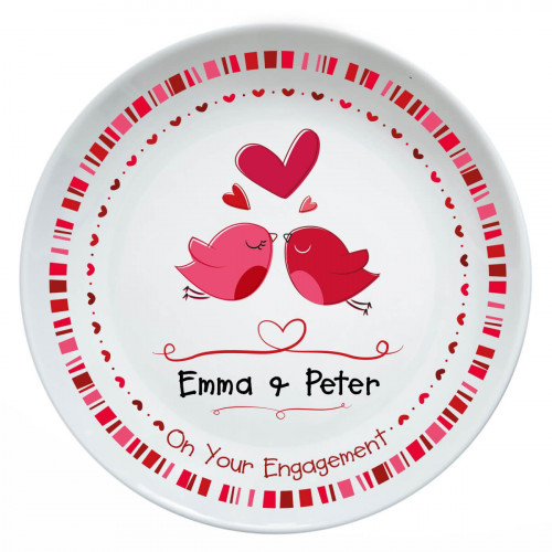 Personalised Love Birds Engagement Plate