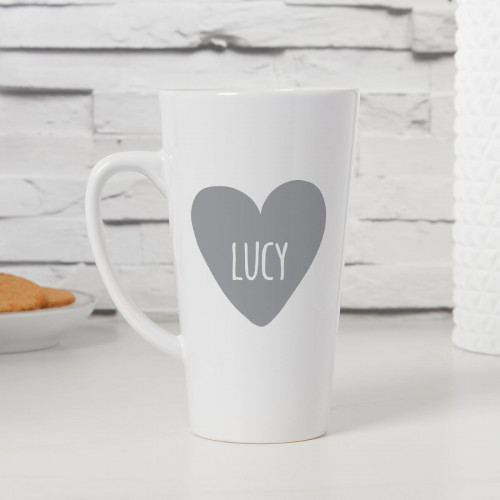 personalised Heart Tall Latte Mug