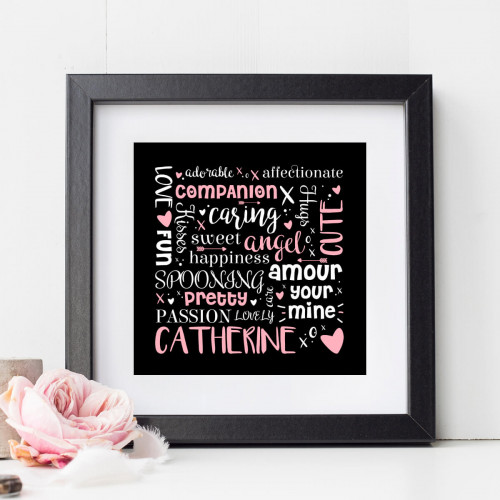 personalised Love Word Storm Wall Art