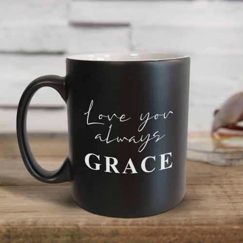 Love You Always Black Satin Mug