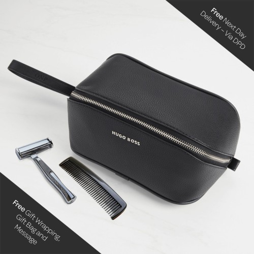 Hugo Boss Storyline Wash Bag - Grained Black