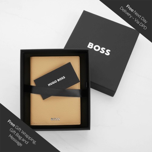 Hugo Boss Classic Grained Passport Holder - Camel