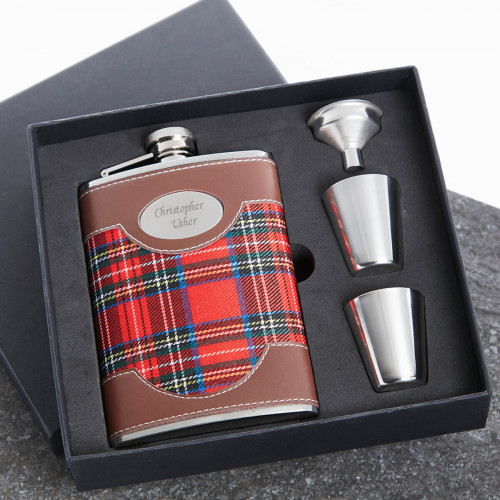 Personalised 8oz tartan Flask