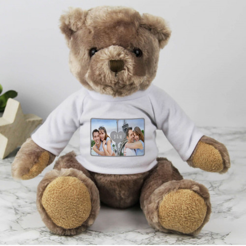 personalised Heart Photo Collage Cuddly Bear
