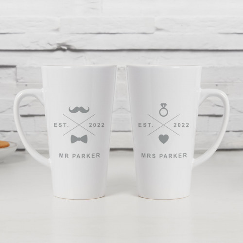 personalised Marriage Icons Latte Mugs