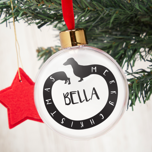 Merry Christmas Sausage Dog Bauble