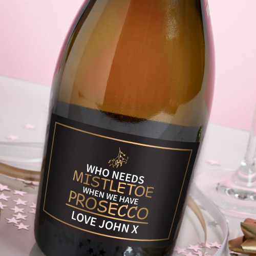 personalised Mistletoe Christmas Prosecco