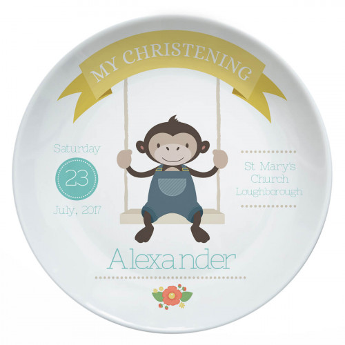 monkey christening plate