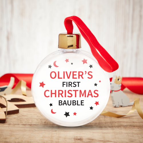 Moon & Stars First Christmas Bauble New Photo Bauble