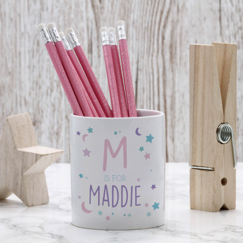 personalised moon and star pen pot