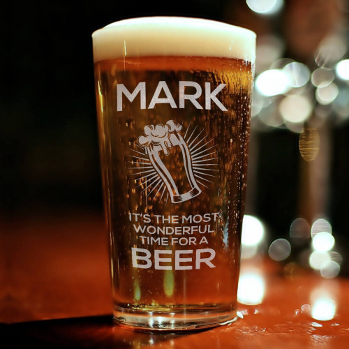 Time For Beer Engraved Pint Glass