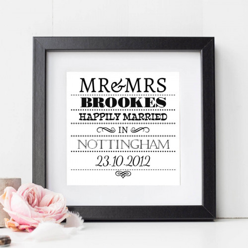 Personalised Happily Married Wall Art
