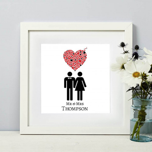 Personalised Mr & Mrs Heart Wall Art