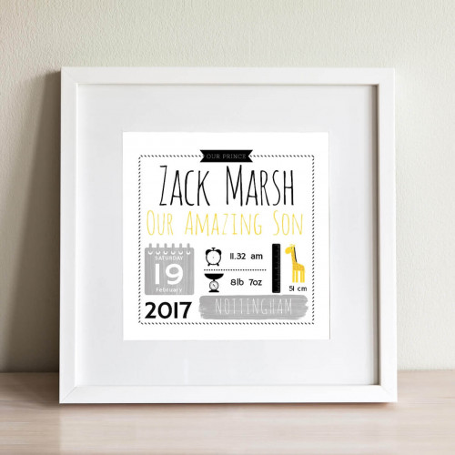 Personalised New Baby Boy Wall Art