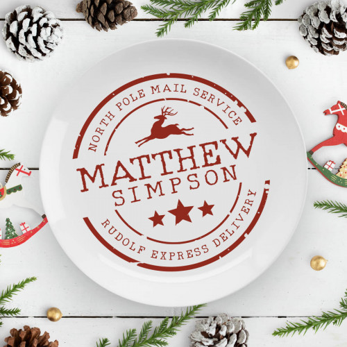 personalised north pole stamp plate