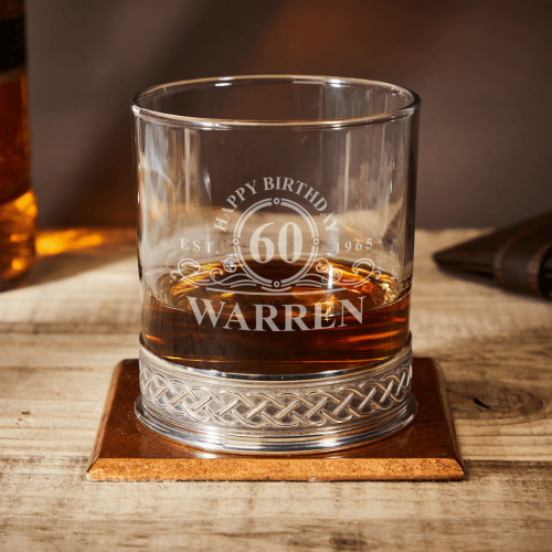 Ornate 60th Birthday Pewter Tumbler 