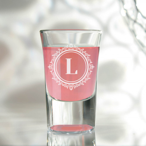 personalised Circle Monogram Conical Shot Glass