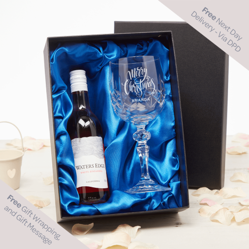 Ornate Merry Christmas Waters Edge Bottle Goblet Gift Set