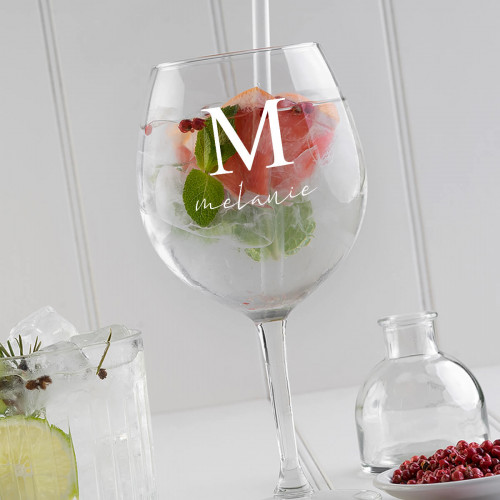 Name Monogram Personalised Gin Glass