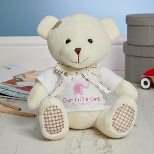 Personalised Our Sweet Girl Cream Patchwork Teddy Bear