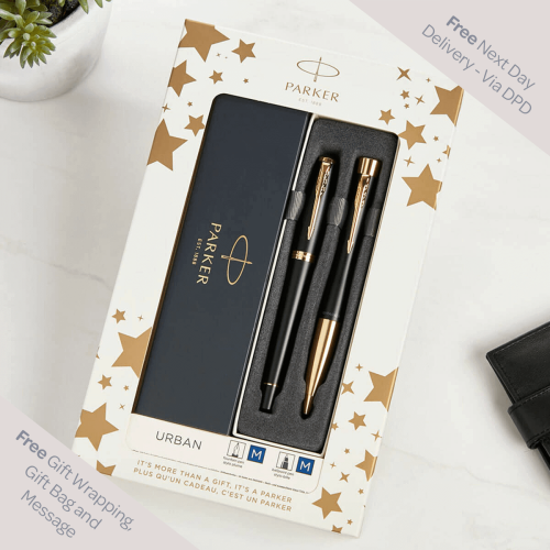 Parker IM Ballpoint & Fountain Pen Gift Set - Gloss Black with Gold Trim