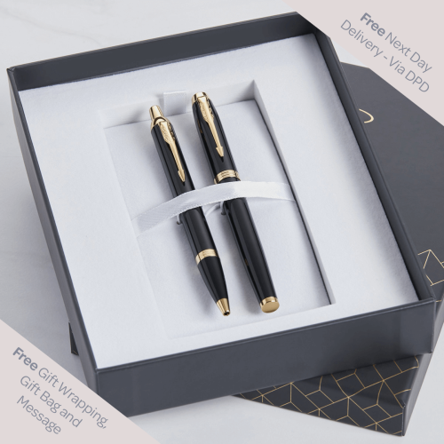 personalised Parker IM Duo Pen Gift Set - Solid Black