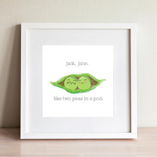 personalised Like Two Peas in a pod Wall Art