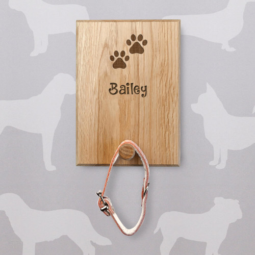 personalised wooden dog lead hook