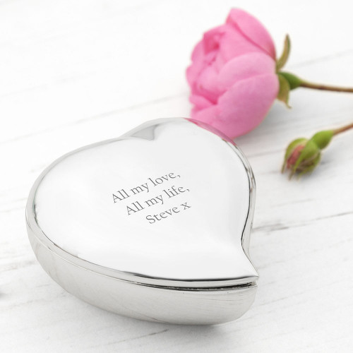 personalised Heart Silver Plated Trinket Box