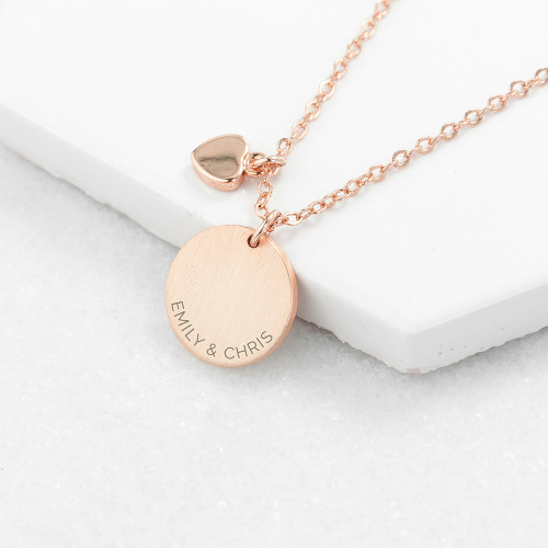 personalised Heart and Disc Necklace