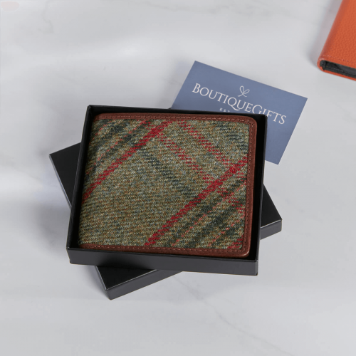 personalised Classic Green Tweed Wallet