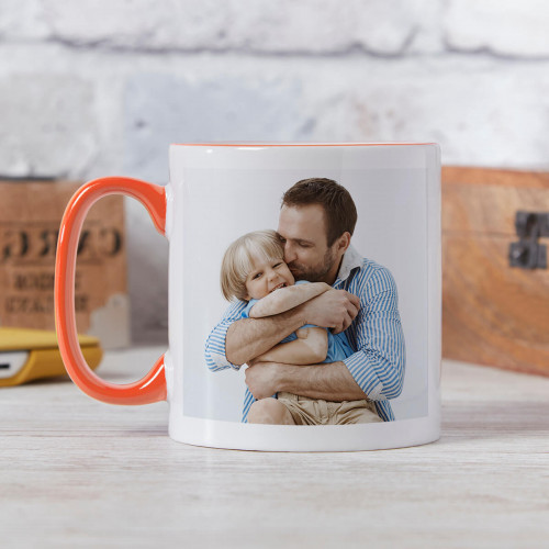 personalised Orange Two Tone Photo Mug
