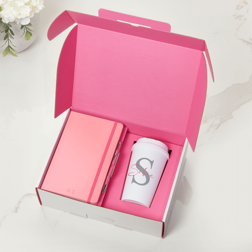 Pink Notebook, Pen & Take Away Cup Gift Set