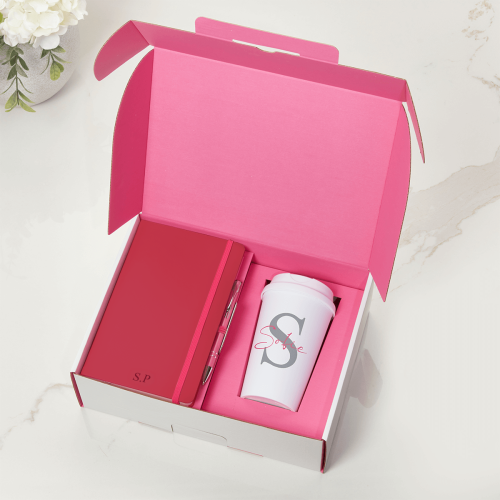 Pink Notebook, Pen & Take Away Cup Gift Set