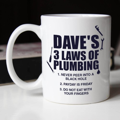 Personalised 3 Laws of Plumbing Durham Mug