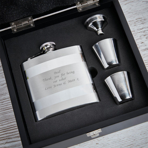 Father's Day Father of Bride Personalised Engraved Cigar Case Holder & Hip Flask Gift Usher Groomsman Wedding Gift Best Man Groom