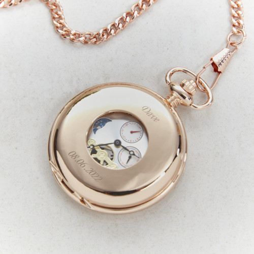 Engraved Moon and Star Pocket Watch