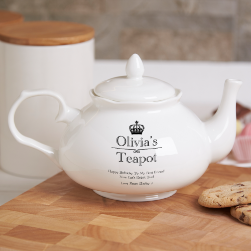personalised 'Crown' Fine Bone China Traditional Teapot