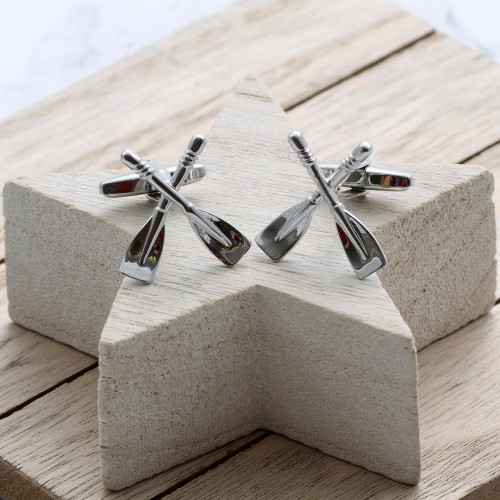 personalised Rowing Oars Cufflinks Gift Set