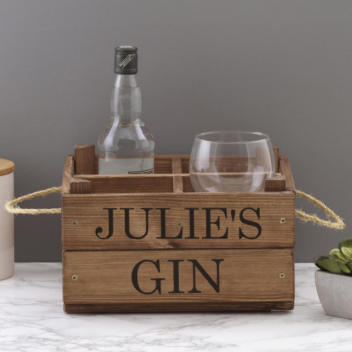 personalised rustic gin crate