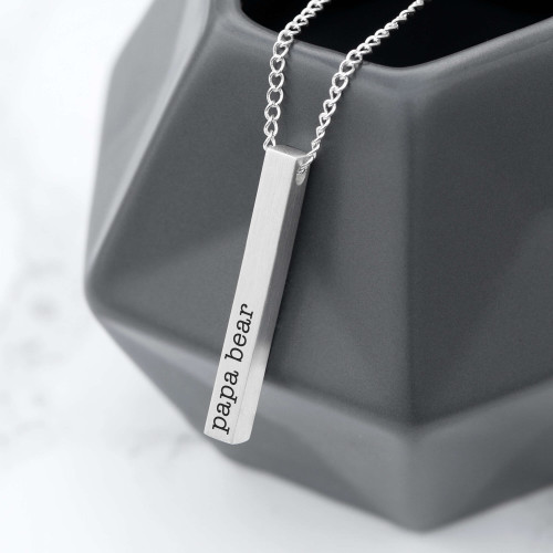 personalised Men's Solid Bar Necklace - Brushed Silver