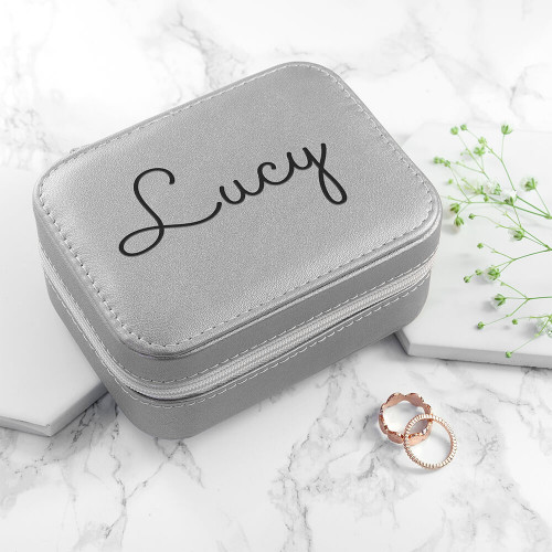 personalised Silver Travel Jewellery Case