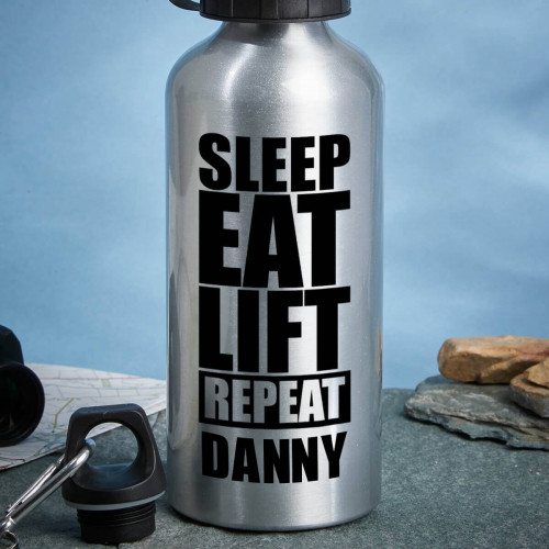 Personalised Sleep Eat Lift Water Bottle